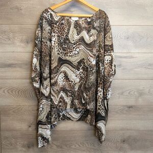 K. Jordan Oversized Animal Print Blouse Women's One Size Fits Most
